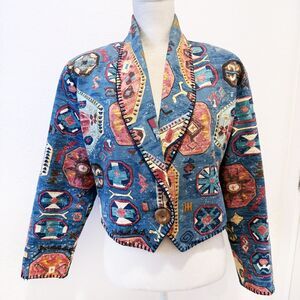 Vintage 90's Rhonda Stark Jacket Large Aztec Southwestern Western Bolero Retro